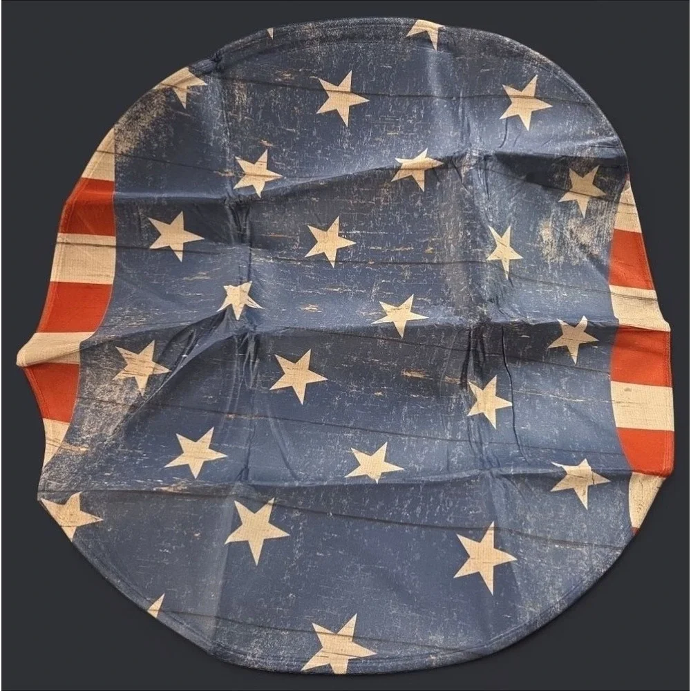 American Flag Design Non-Slip (2) Vintage-Style Patriotic Circle Rug - 92‎ Cm